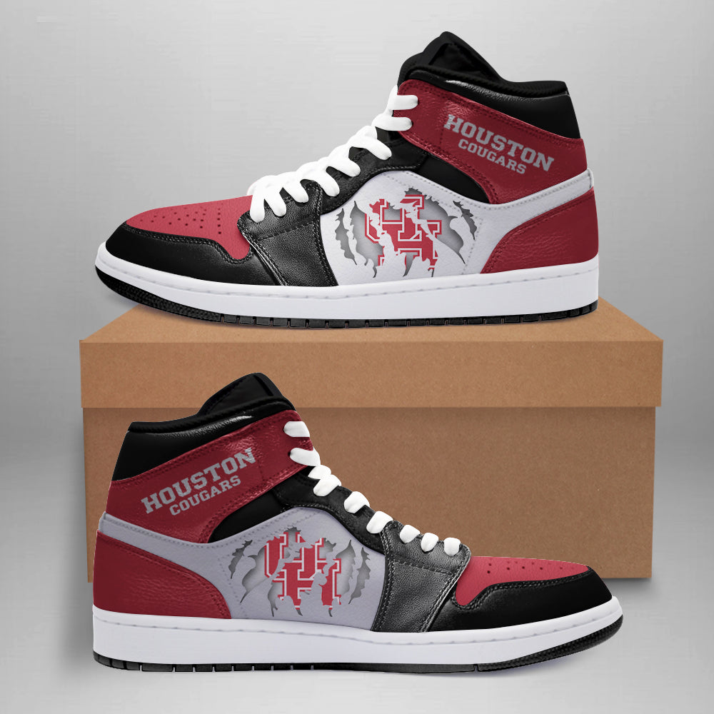 Ideafootwear Houston Cougars AJ1 High Sneakers Shoes For Men And Women 2