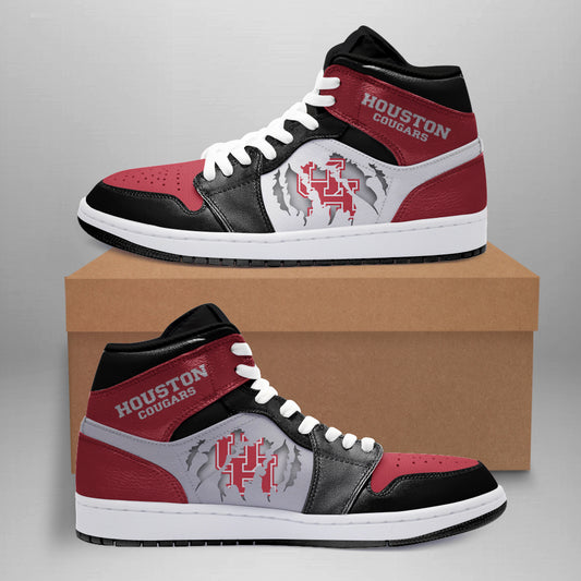 Ideafootwear Houston Cougars AJ1 High Sneakers Shoes For Men And Women 2