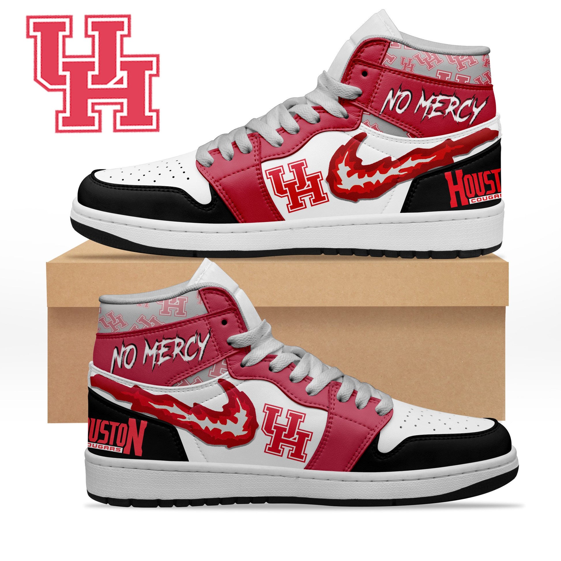 Ideafootwear Houston Cougars AJ1 High Sneakers Shoes For Men And Women 5