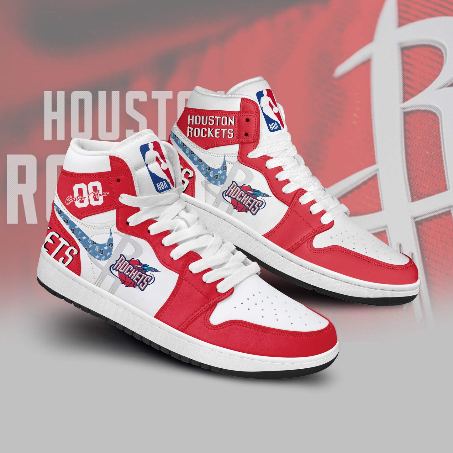 Ideafootwear Houston Rockets AJ1 High Sneakers Shoes For Men And Women 1