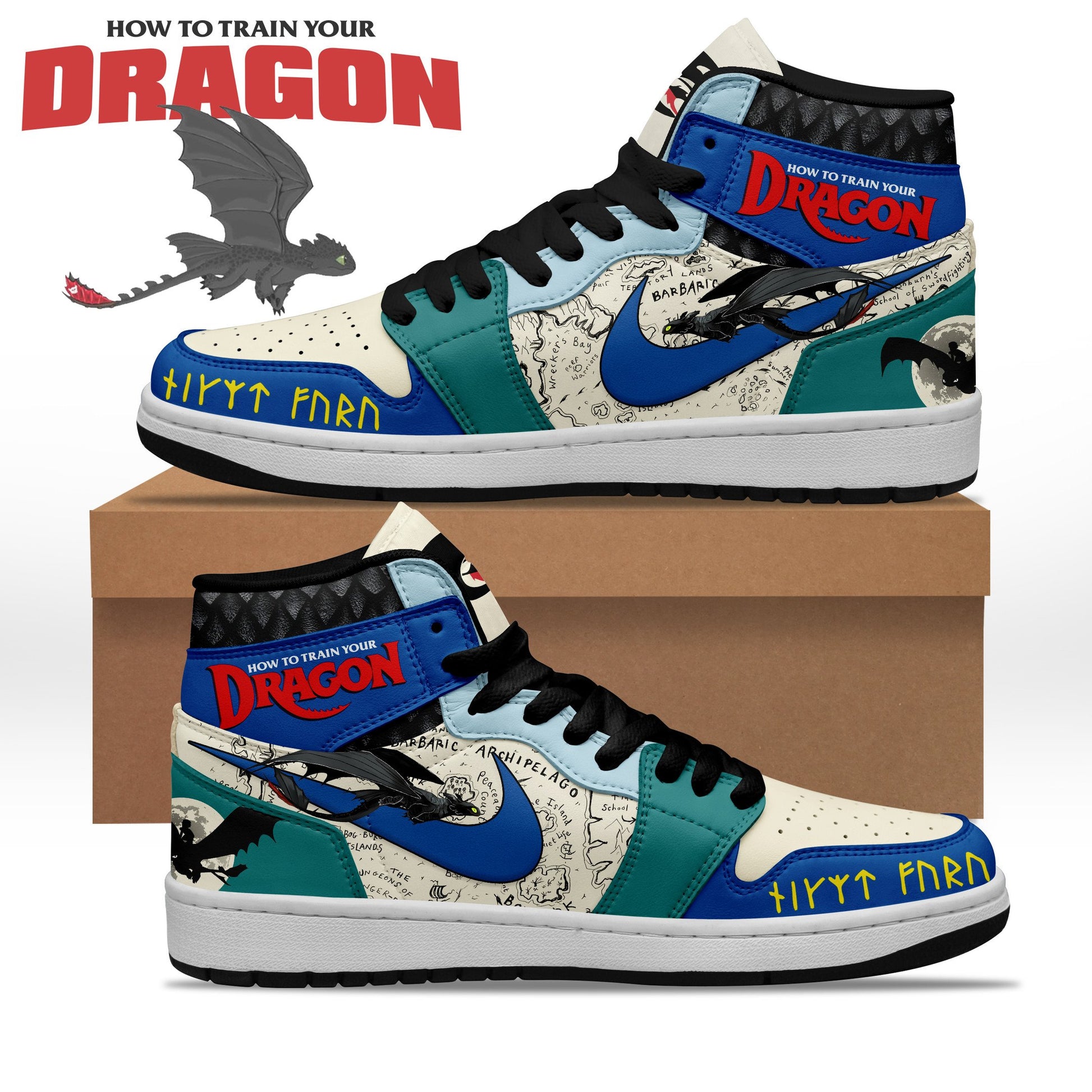 Ideafootwear How to Train Your Dragon AJ1 High Sneakers Shoes For Men And Women 2