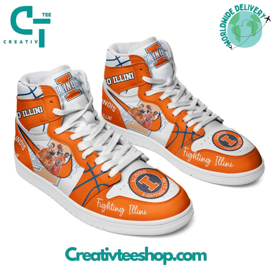 Ideafootwear Illinois Fighting Illini AJ1 High Sneakers Shoes For Men And Women 2