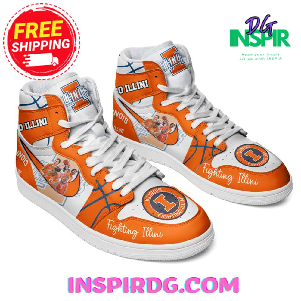 Ideafootwear Illinois Fighting Illini AJ1 High Sneakers Shoes For Men And Women 1
