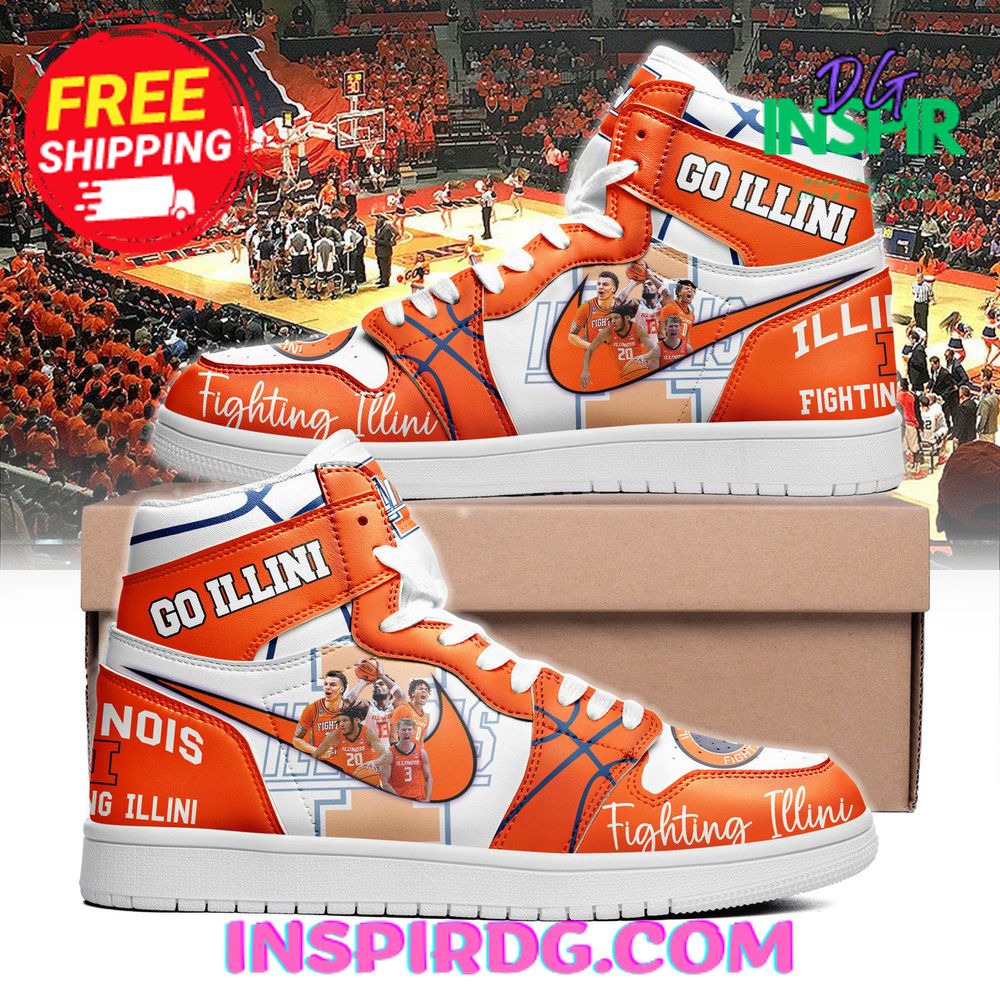 Ideafootwear Illinois Fighting Illini AJ1 High Sneakers Shoes For Men And Women 1