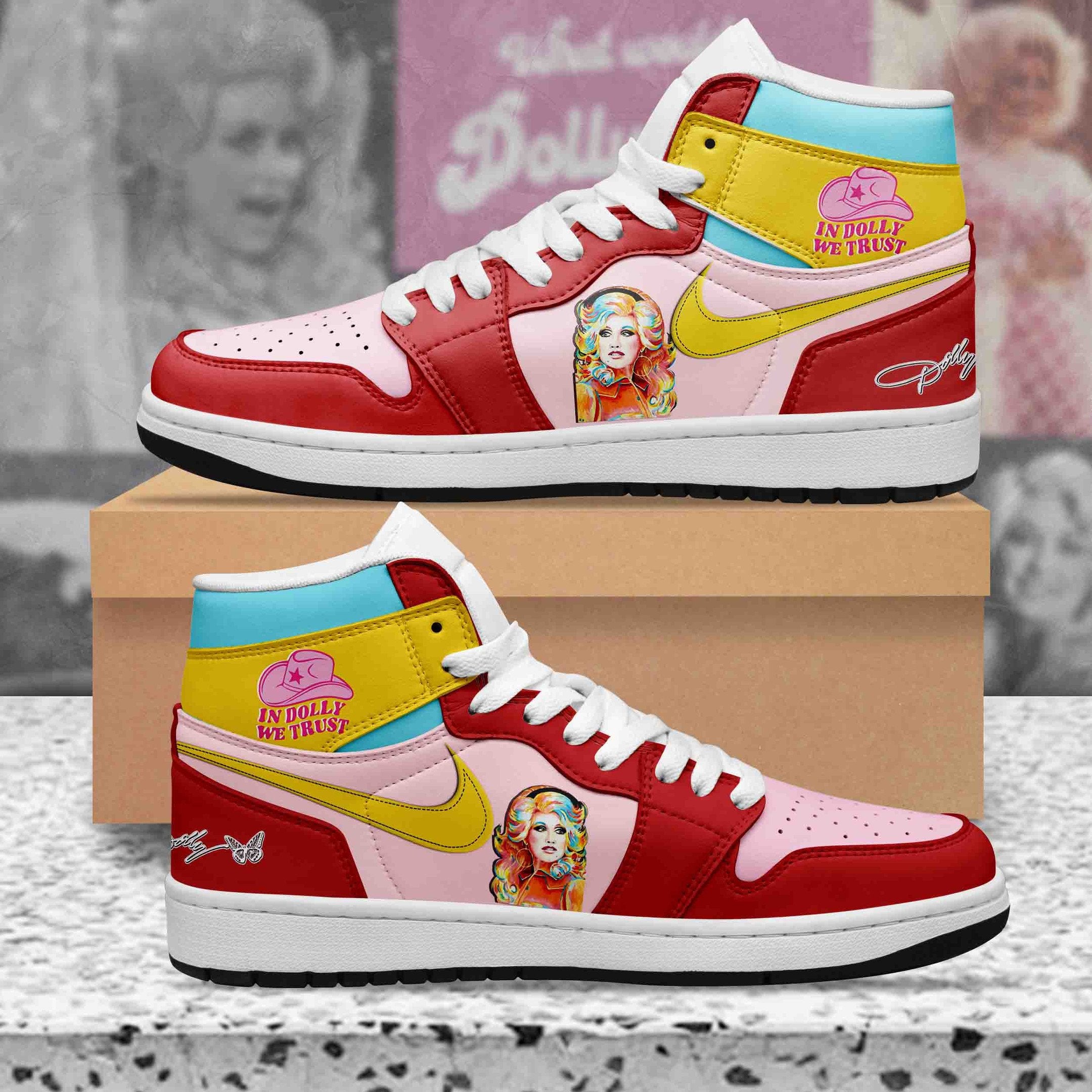 Ideafootwear In Dolly We Trust AJ1 High Sneakers Shoes For Men And Women 2