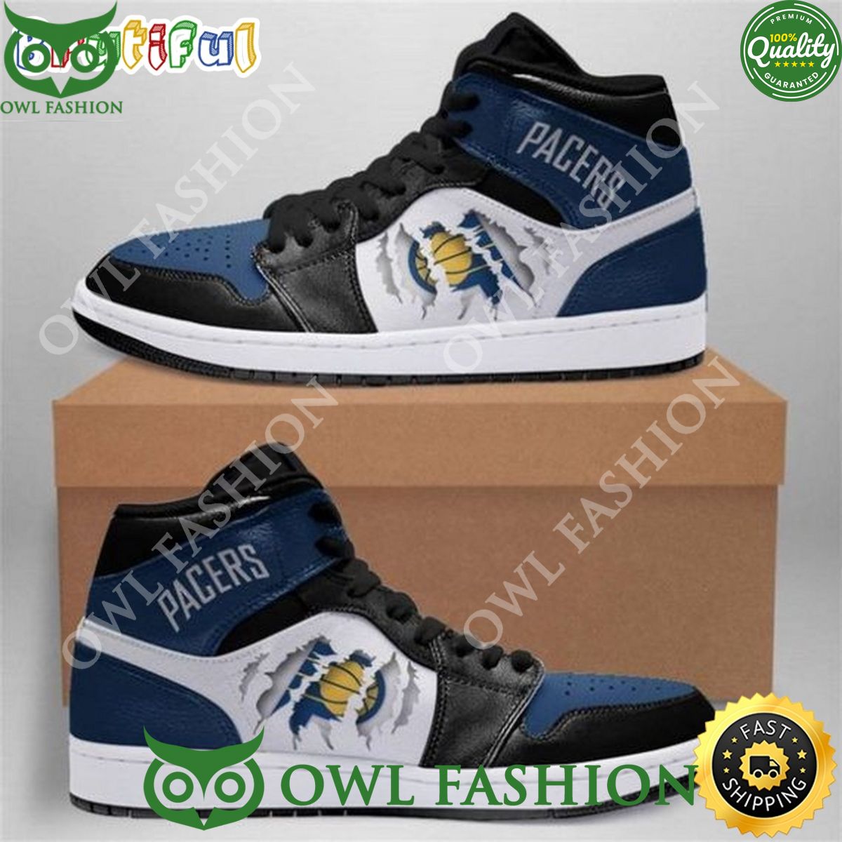 Ideafootwear Indiana Pacers AJ1 High Sneakers Shoes For Men And Women 5
