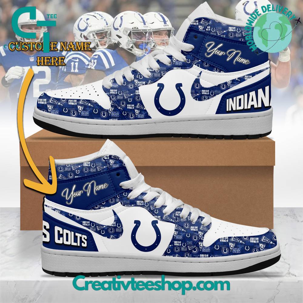 Ideafootwear Indianapolis Colts AJ1 High Sneakers Shoes For Men And Women 6