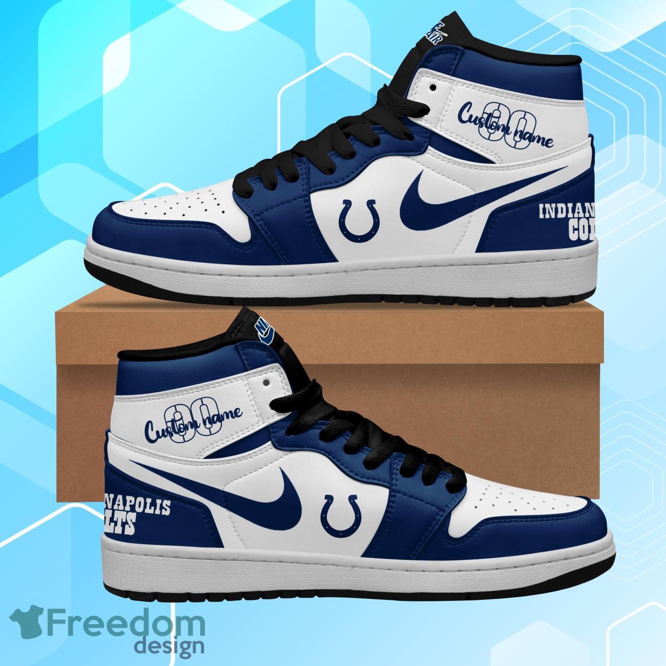 Ideafootwear Indianapolis Colts AJ1 High Sneakers Shoes For Men And Women 2