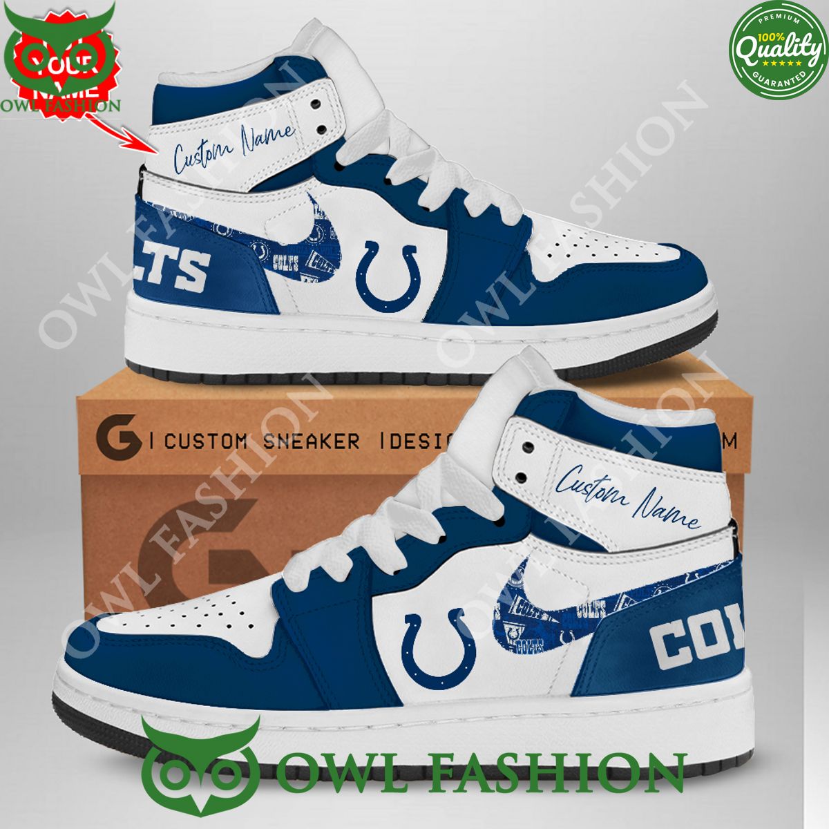 Ideafootwear Indianapolis Colts AJ1 High Sneakers Shoes For Men And Women 13