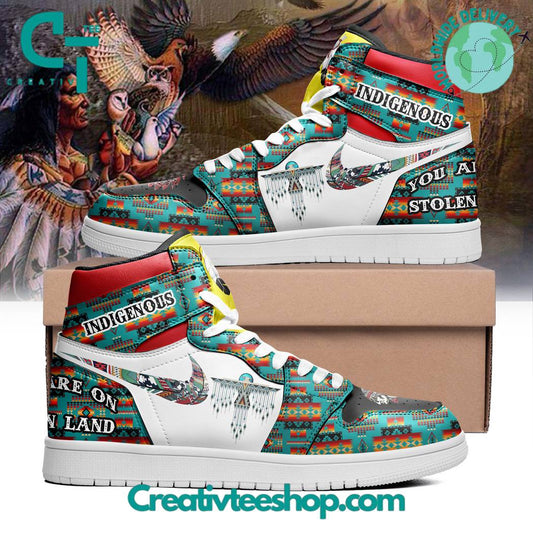 Ideafootwear Indigenous You Are On Stolen Land AJ1 High Sneakers Shoes For Men And Women 1