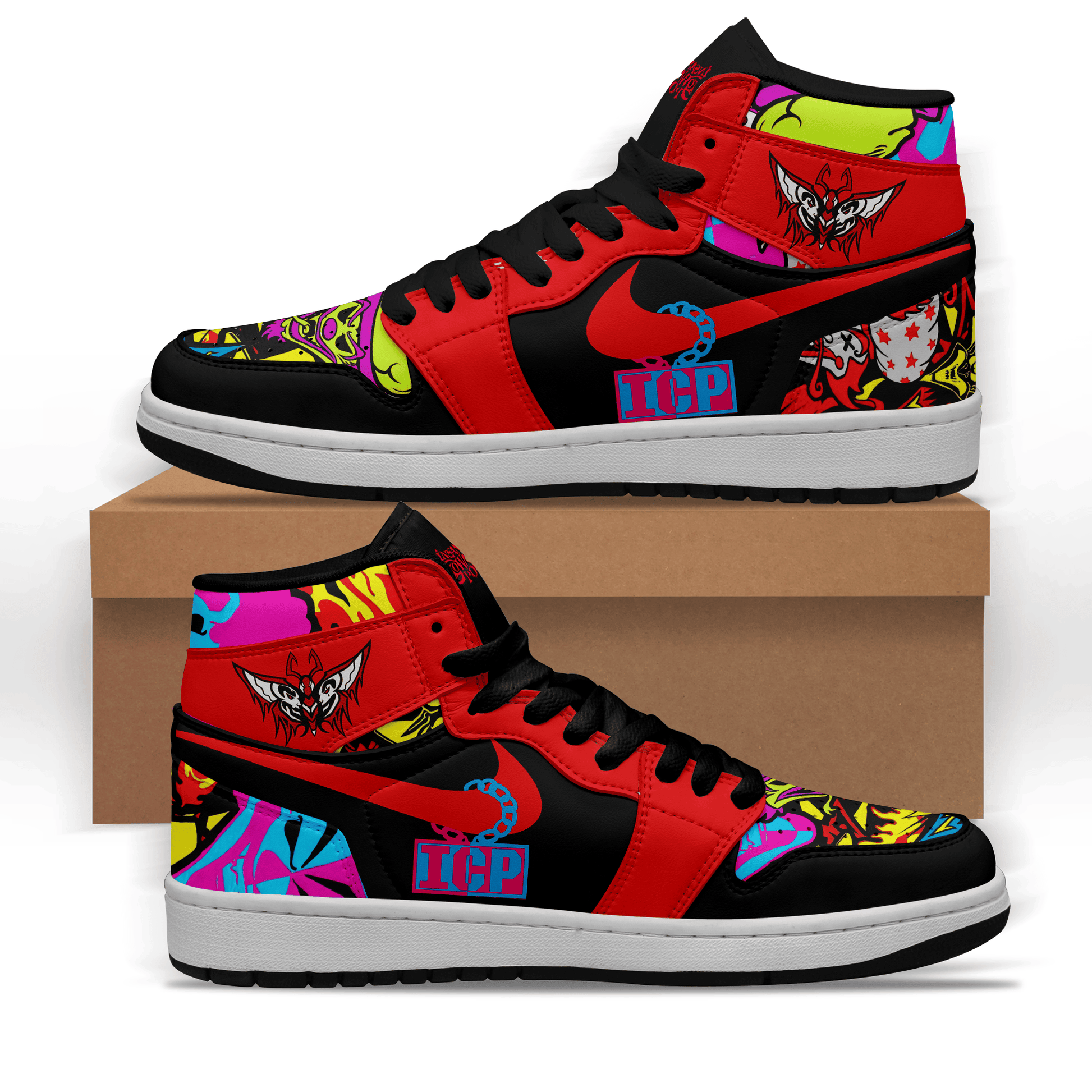 Ideafootwear Insane Clown Posse AJ1 High Sneakers Shoes For Men And Women 3
