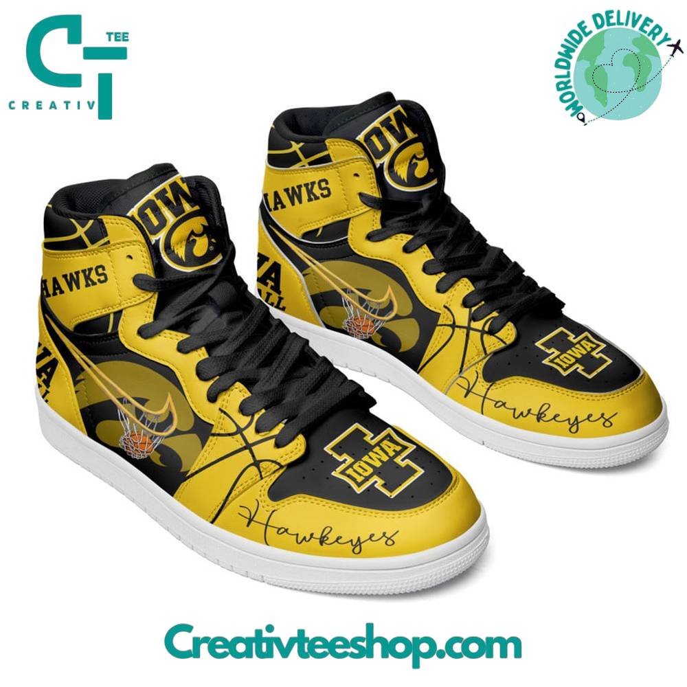 Ideafootwear Iowa Hawkeyes AJ1 High Sneakers Shoes For Men And Women 3
