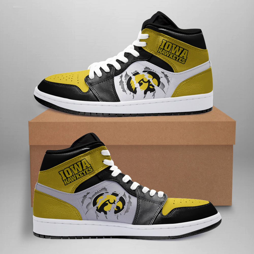Ideafootwear Iowa Hawkeyes AJ1 High Sneakers Shoes For Men And Women 2