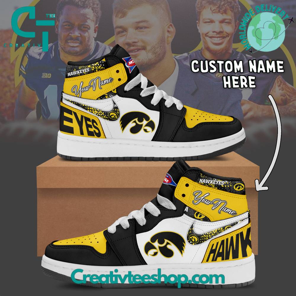 Ideafootwear Iowa Hawkeyes AJ1 High Sneakers Shoes For Men And Women 1