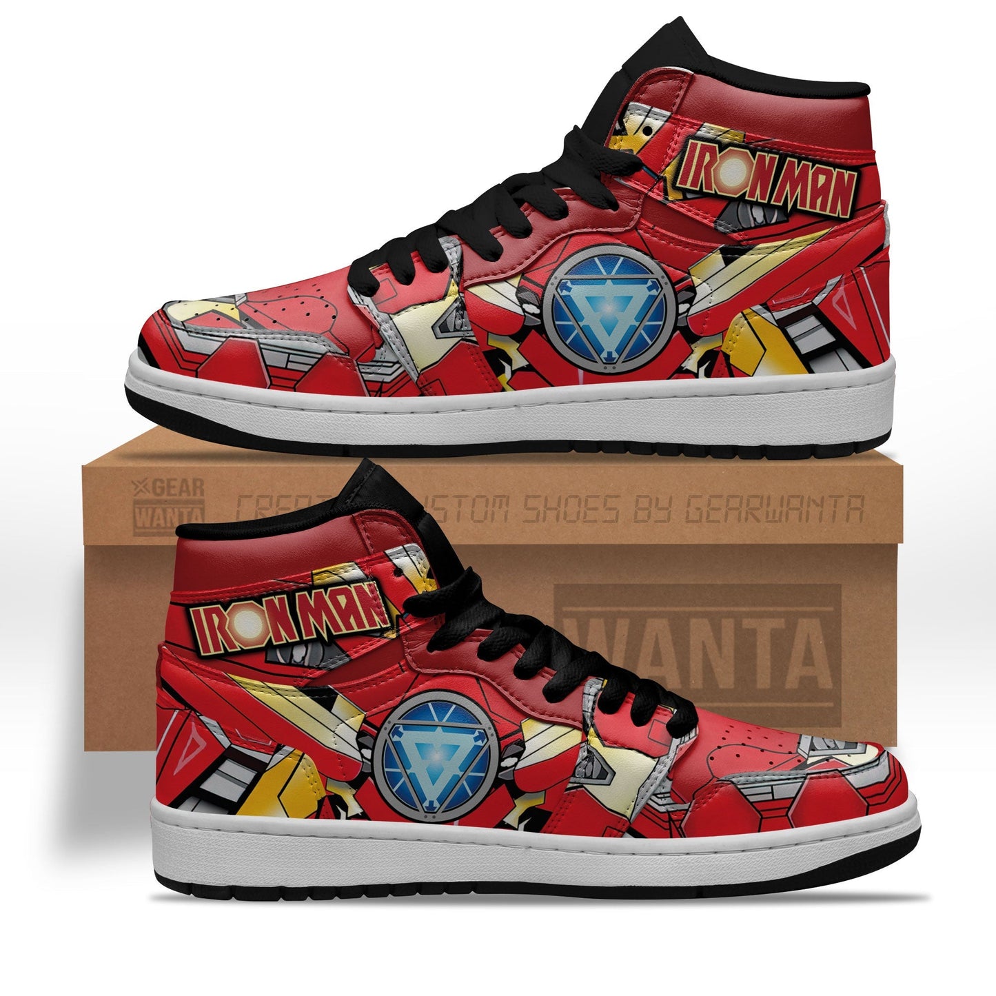 Ideafootwear Iron Man AJ1 High Sneakers Shoes For Men And Women 3