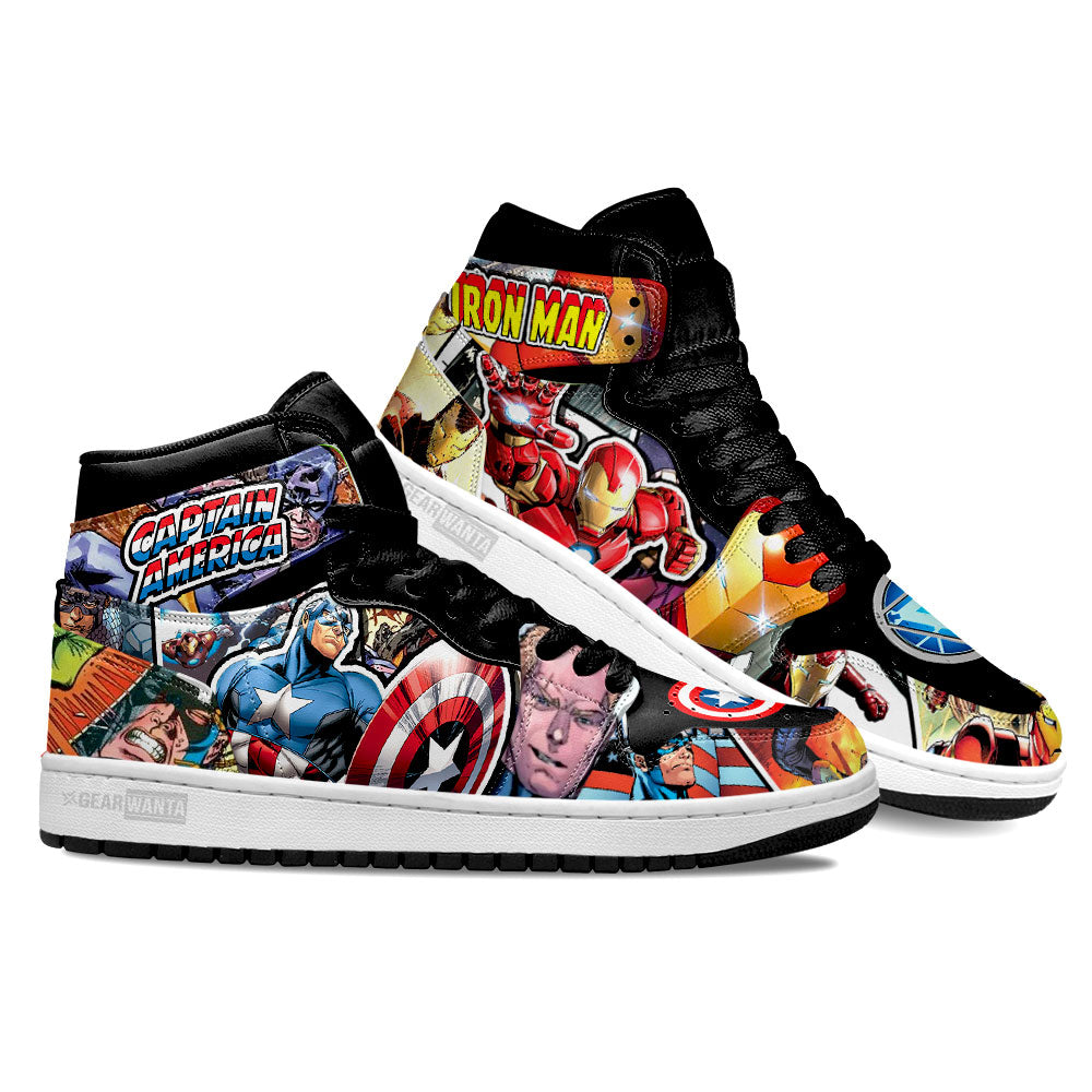 Ideafootwear Iron Man and Captain America AJ1 High Sneakers Shoes For Men And Women 1