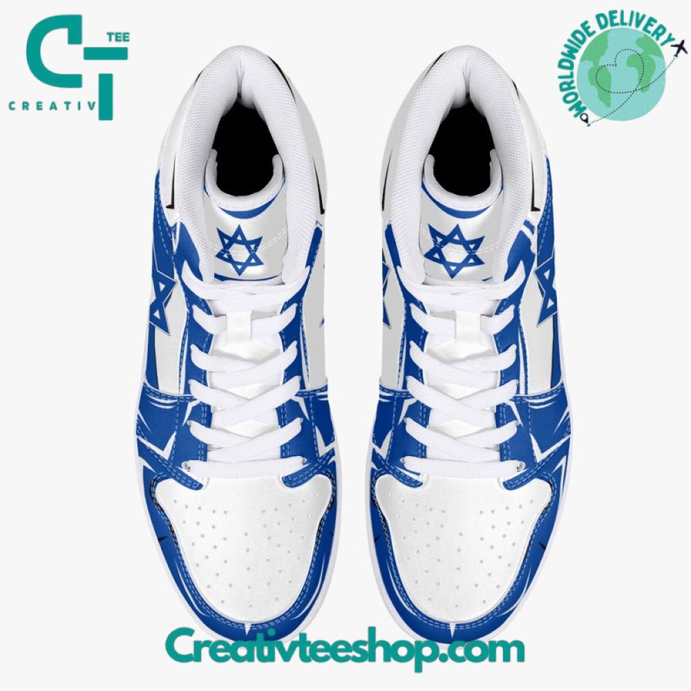 Ideafootwear Israel Flag AJ1 High Sneakers Shoes For Men And Women 1