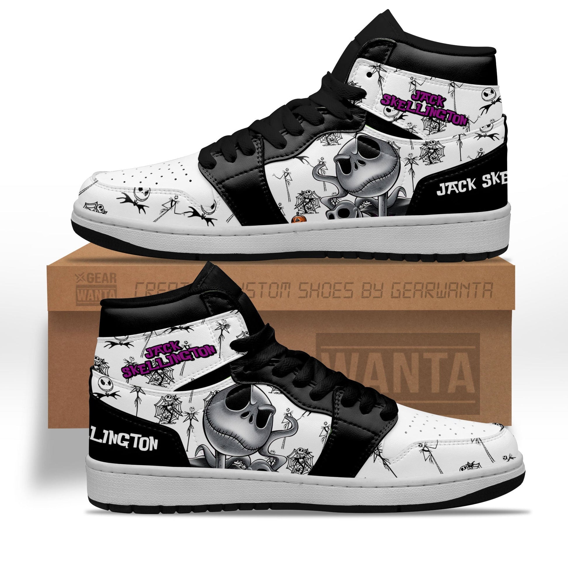 Ideafootwear Jack Skellington AJ1 High Sneakers Shoes For Men And Women 2