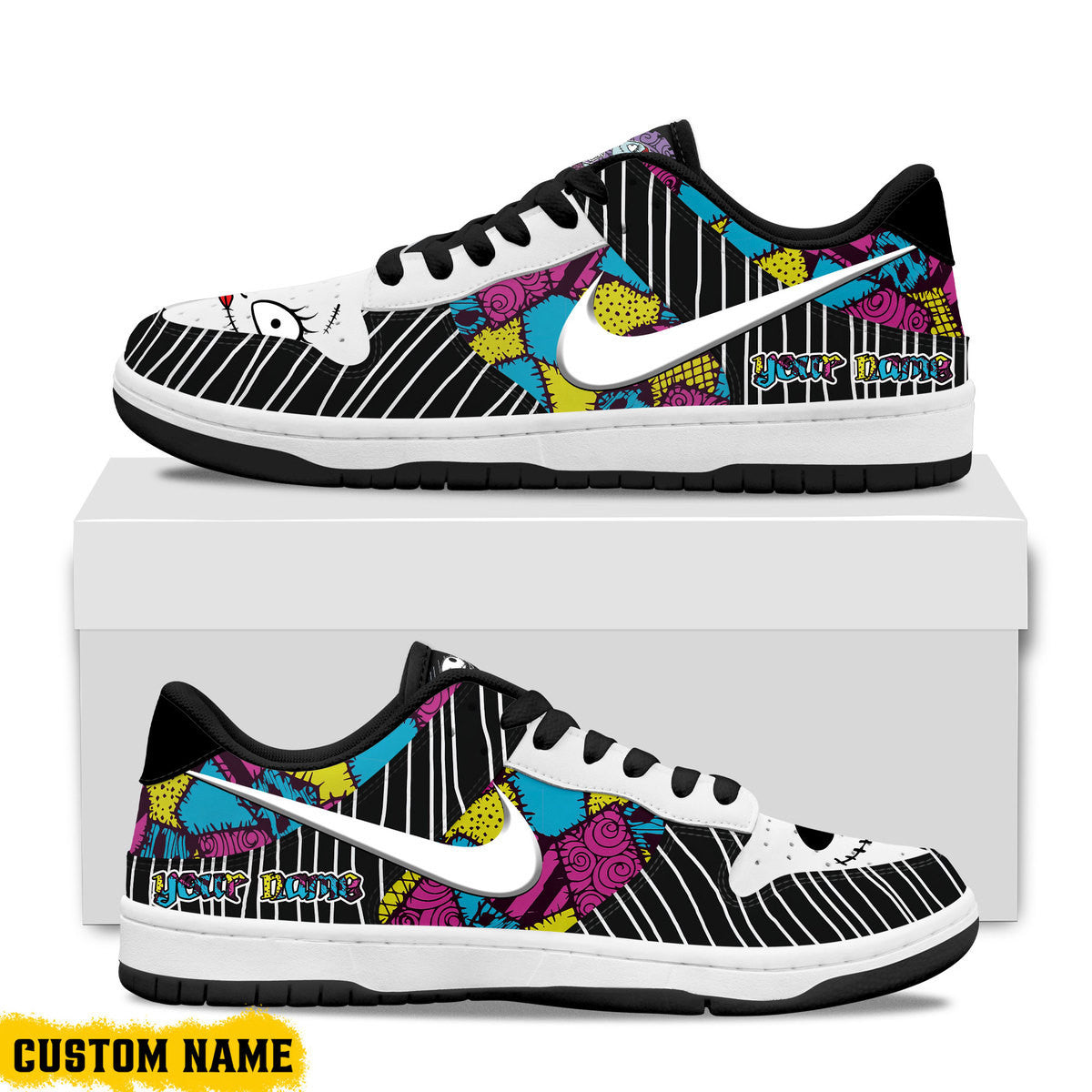Ideafootwear Jack Skellington Sally AJ1 High Sneakers Shoes For Men And Women 1