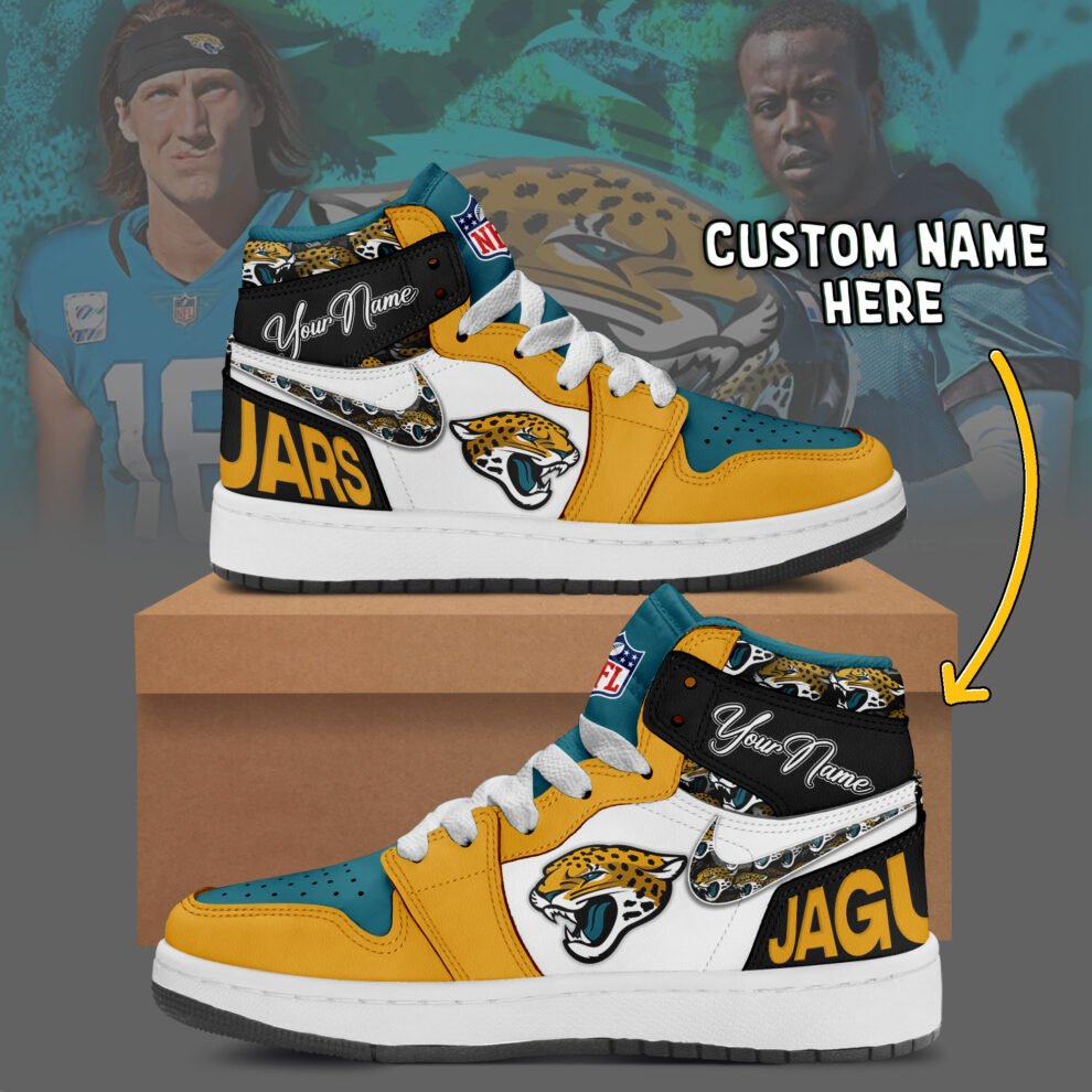 Ideafootwear Jacksonville Jaguars AJ1 High Sneakers Shoes For Men And Women 6