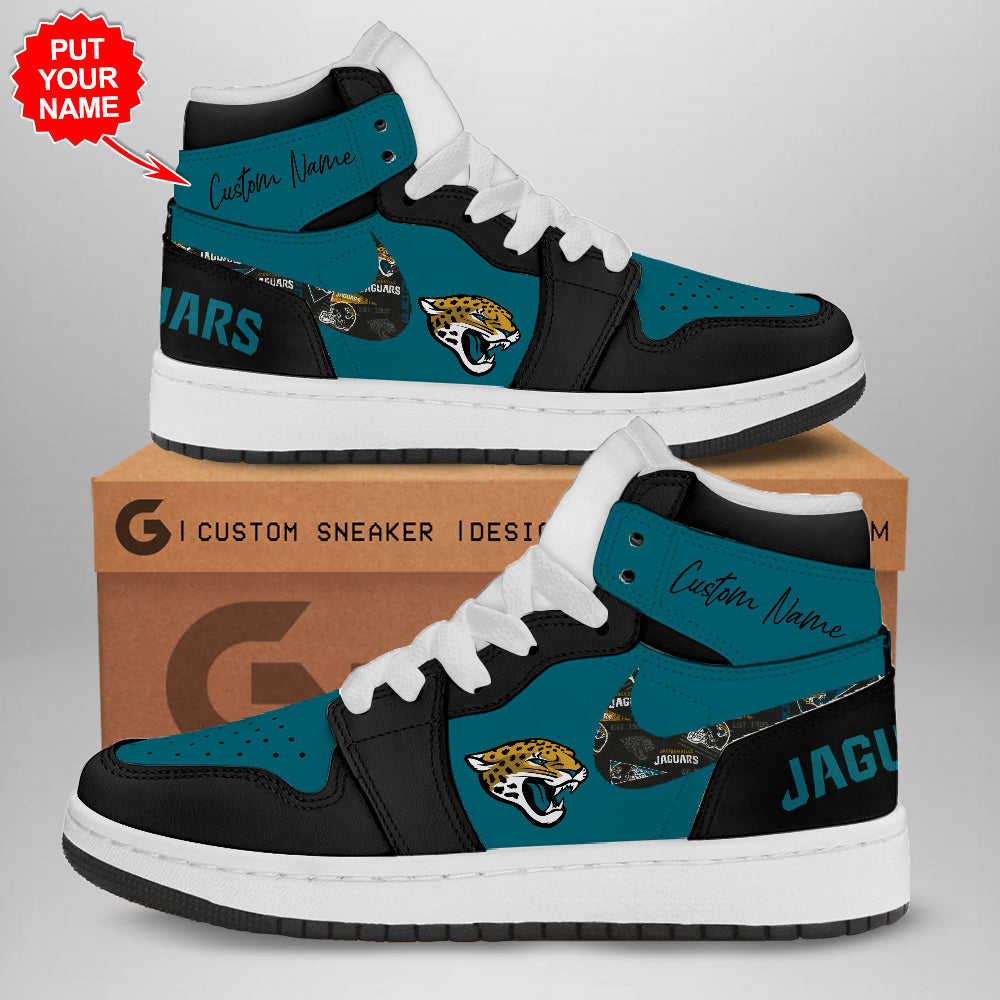 Ideafootwear Jacksonville Jaguars AJ1 High Sneakers Shoes For Men And Women 3