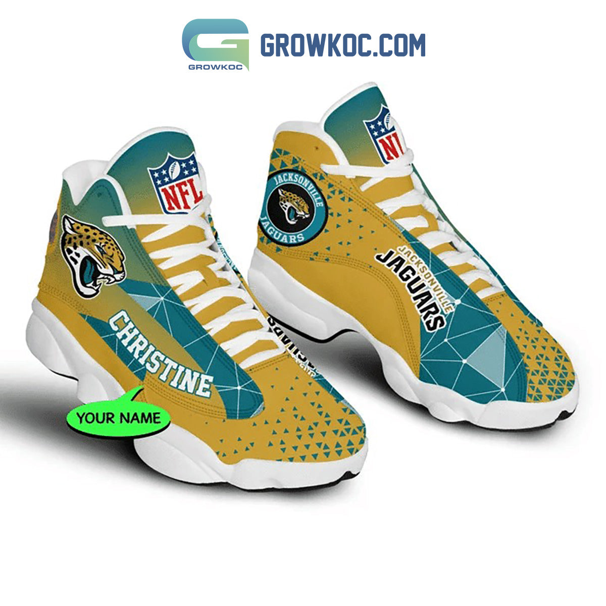 Ideafootwear Jacksonville Jaguars AJ13 Sneakers Shoes For Men And Women 4