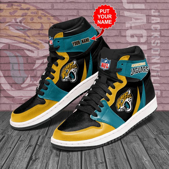 Ideafootwear Jacksonville Jaguars NFL AJ1 High Sneakers Shoes For Men And Women 10