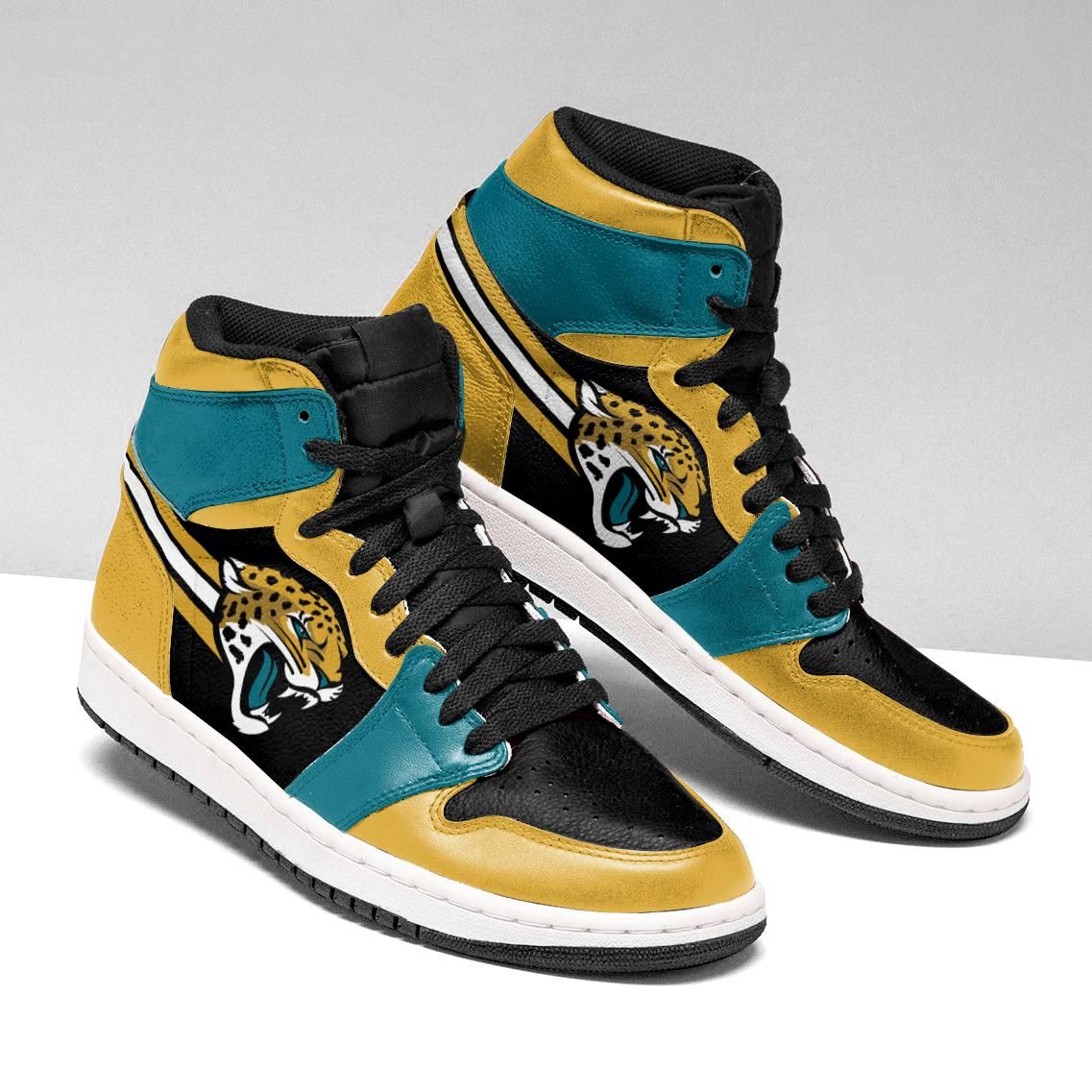 Ideafootwear Jacksonville Jaguars NFL AJ1 High Sneakers Shoes For Men And Women 11
