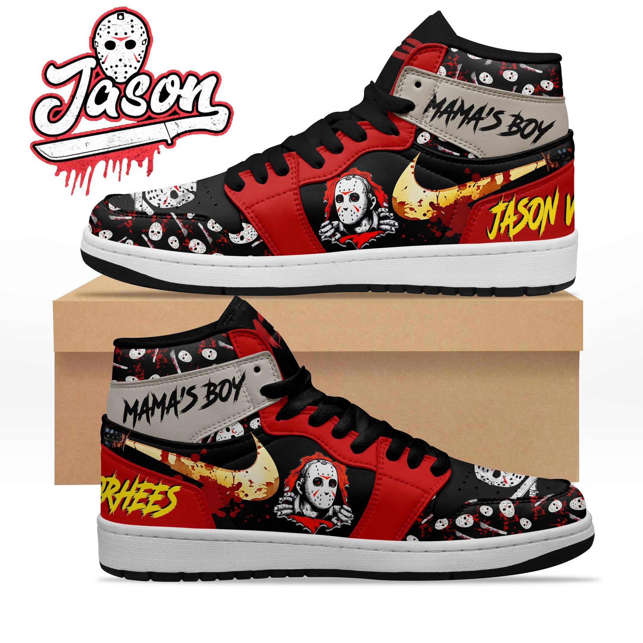 Ideafootwear Jason Voorhees AJ1 High Sneakers Shoes For Men And Women 4