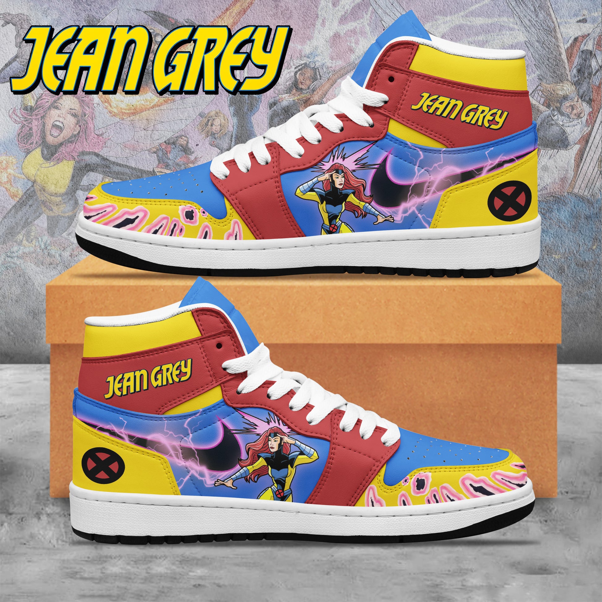 Ideafootwear Jean Grey X-Men AJ1 High Sneakers Shoes For Men And Women 1