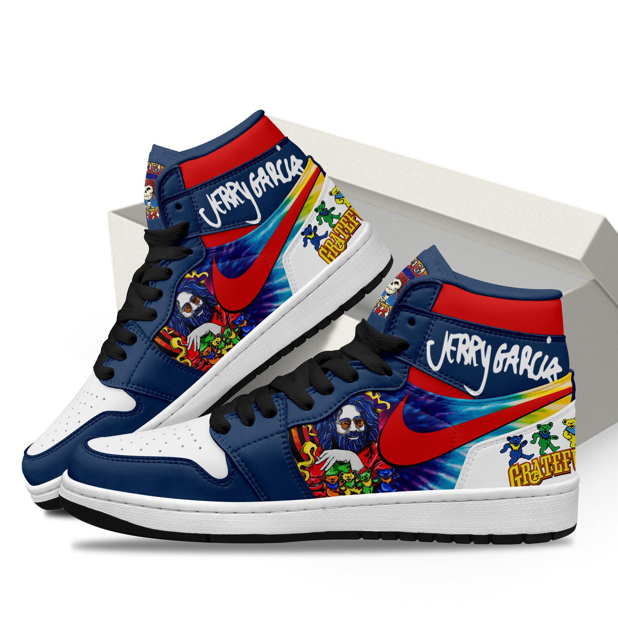 Ideafootwear Jerry Garcia AJ1 High Sneakers Shoes For Men And Women 3
