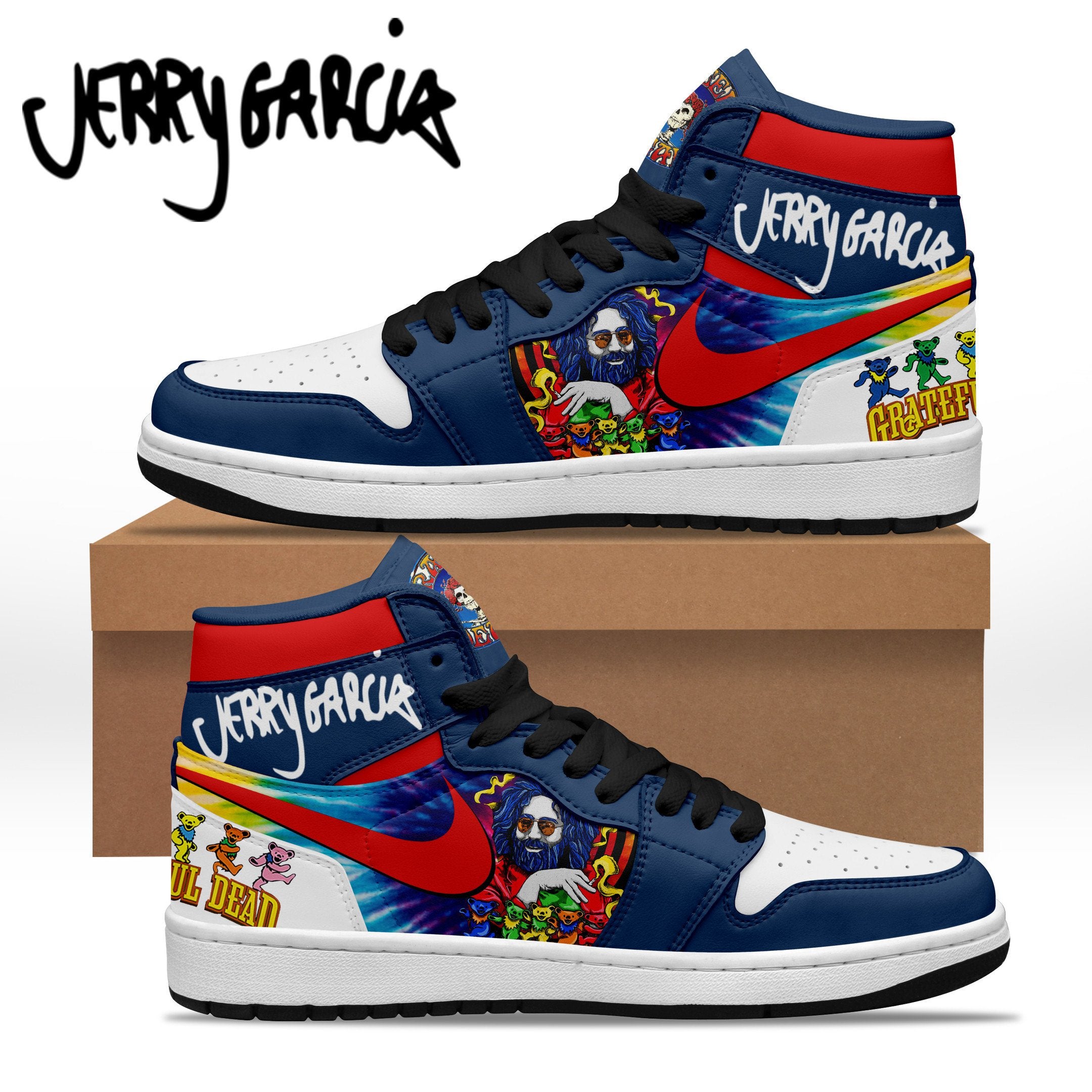 Ideafootwear Jerry Garcia AJ1 High Sneakers Shoes For Men And Women 3