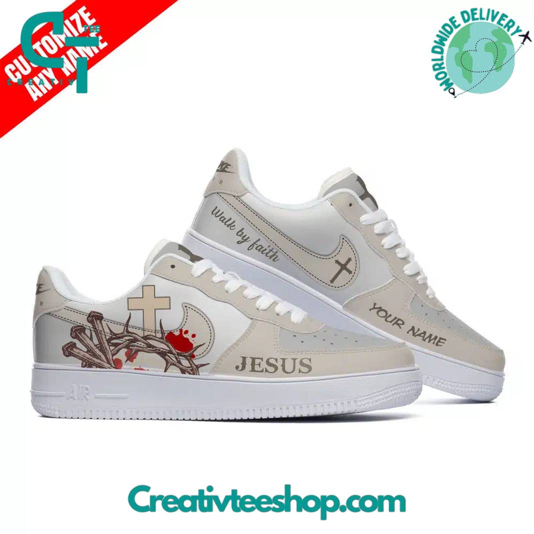 Ideafootwear Jesus Walk by Faith  Air Low-Top Sneakers Shoes For Men And Women 1
