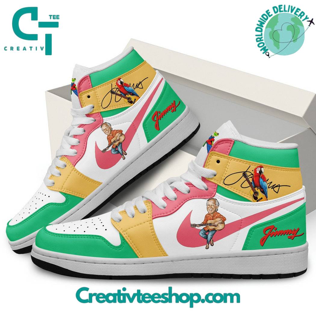 Ideafootwear Jimmy Buffett AJ1 High Sneakers Shoes For Men And Women 1