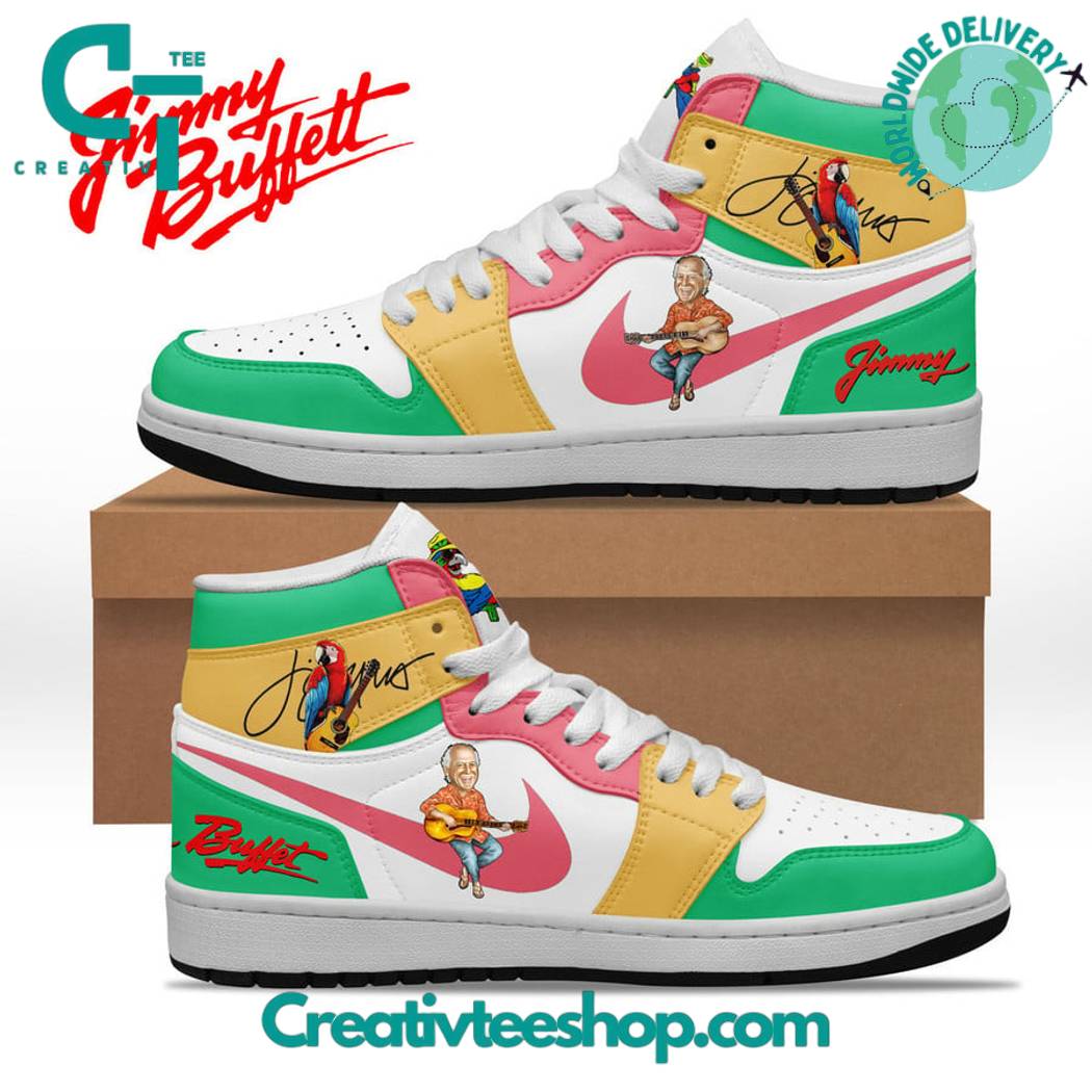 Ideafootwear Jimmy Buffett AJ1 High Sneakers Shoes For Men And Women 1