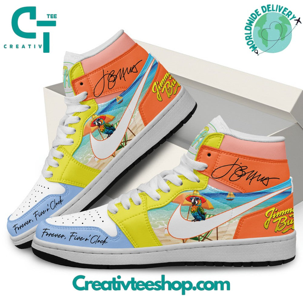 Ideafootwear Jimmy Buffett Forever 5 O'Clock AJ1 High Sneakers Shoes For Men And Women 1