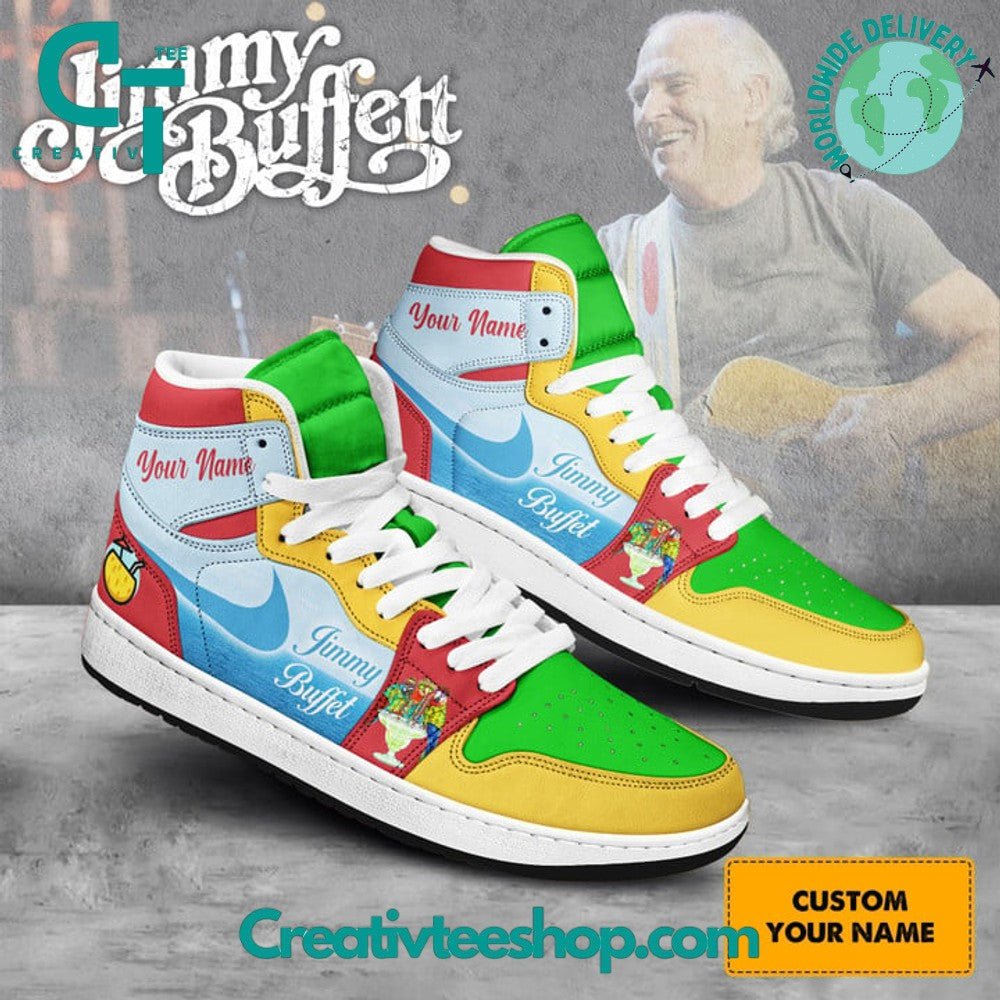 Ideafootwear Jimmy Buffett Nike AJ1 High Sneakers Shoes For Men And Women 1