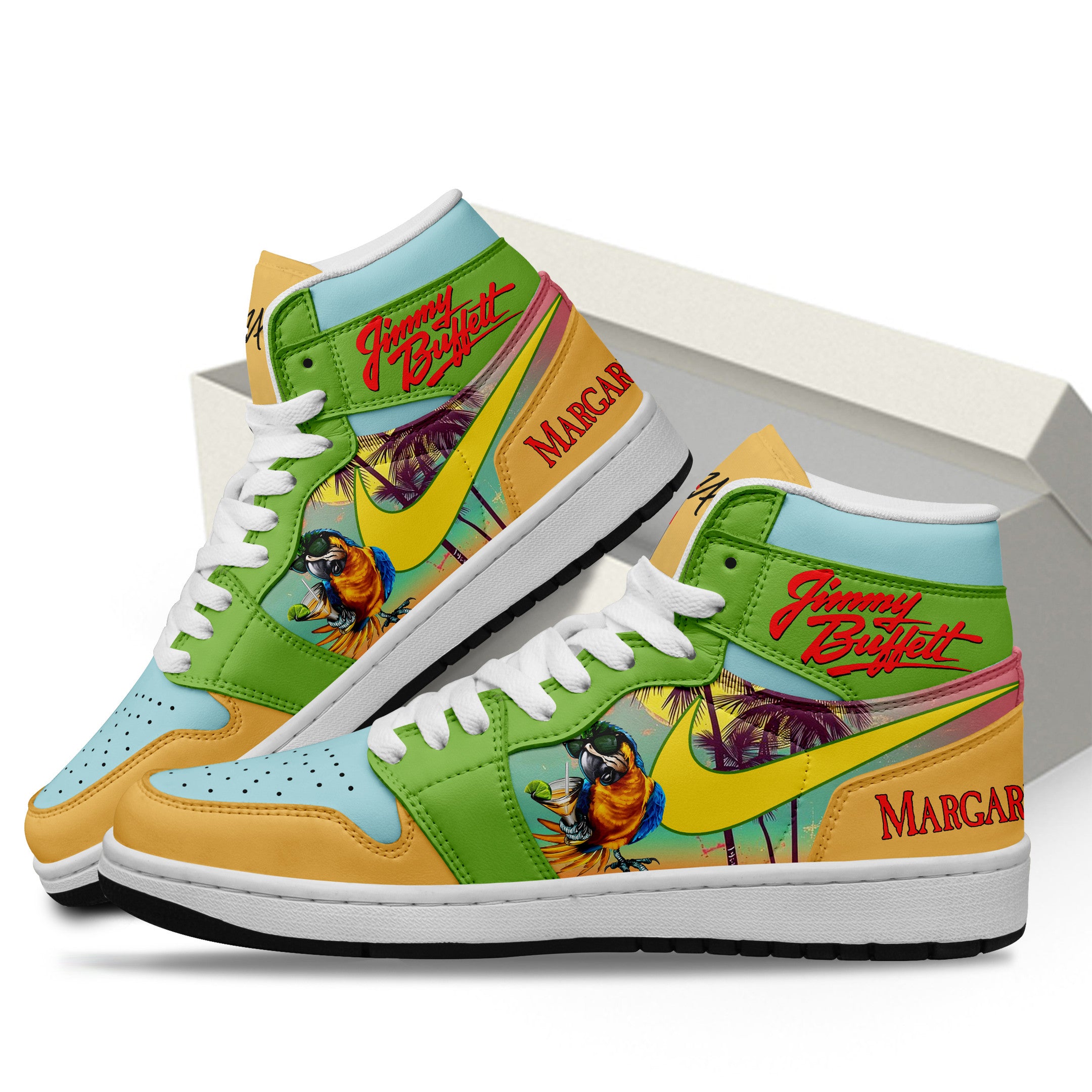 Ideafootwear Jimmy Buffett AJ1 High Sneakers Shoes For Men And Women 3