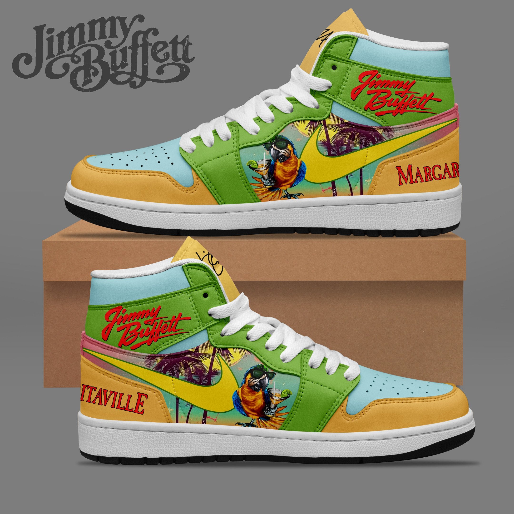 Ideafootwear Jimmy Buffett AJ1 High Sneakers Shoes For Men And Women 3