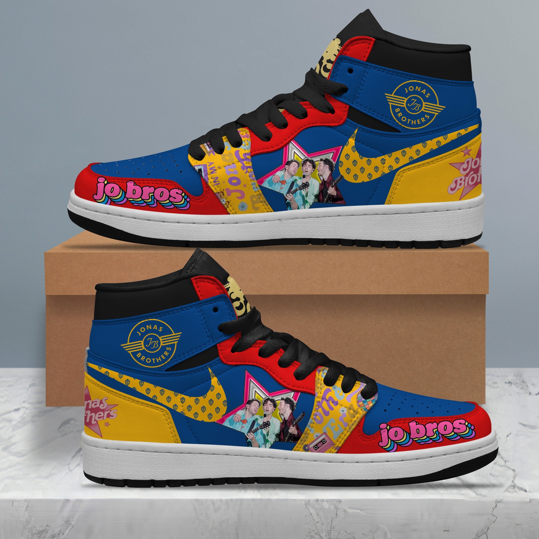 Ideafootwear Jonas Brothers AJ1 High Sneakers Shoes For Men And Women 3