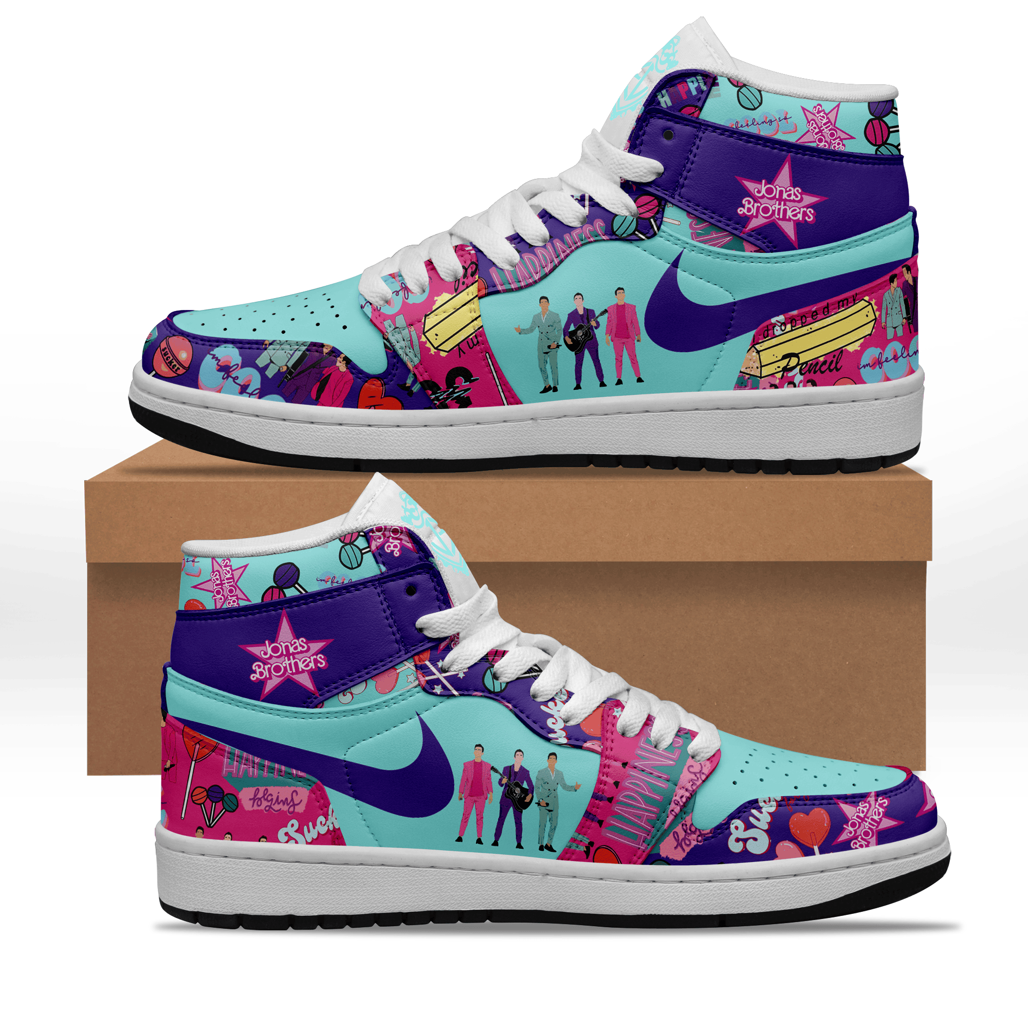 Ideafootwear Jonas Brothers AJ1 High Sneakers Shoes For Men And Women 2