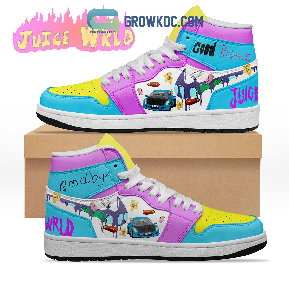Ideafootwear Juice WRLD AJ1 High Sneakers Shoes For Men And Women 1