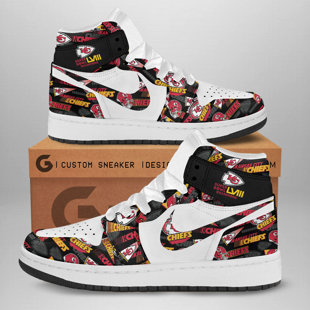 Ideafootwear Kansas City Chiefs AJ1 High Sneakers Shoes For Men And Women 11