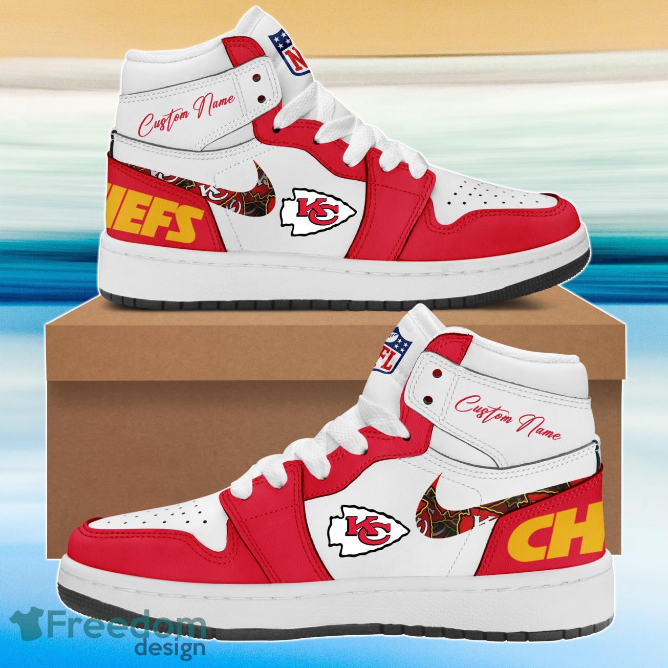 Ideafootwear Kansas City Chiefs AJ1 High Sneakers Shoes For Men And Women 3