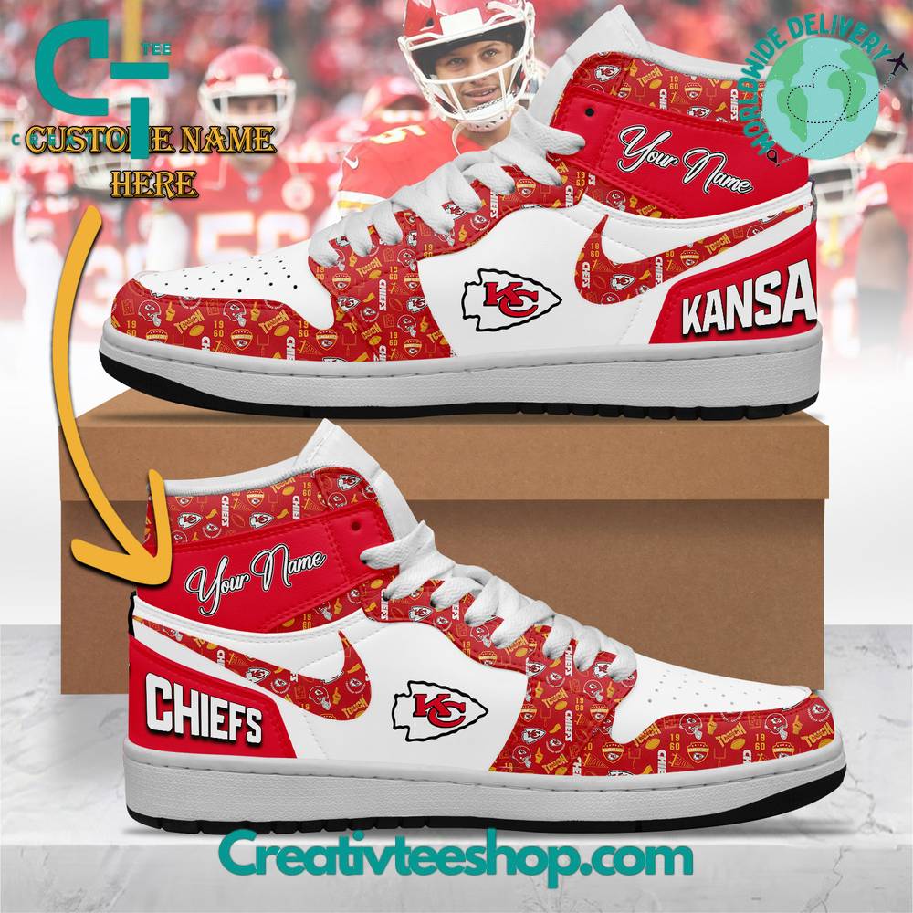 Ideafootwear Kansas City Chiefs AJ1 High Sneakers Shoes For Men And Women 7