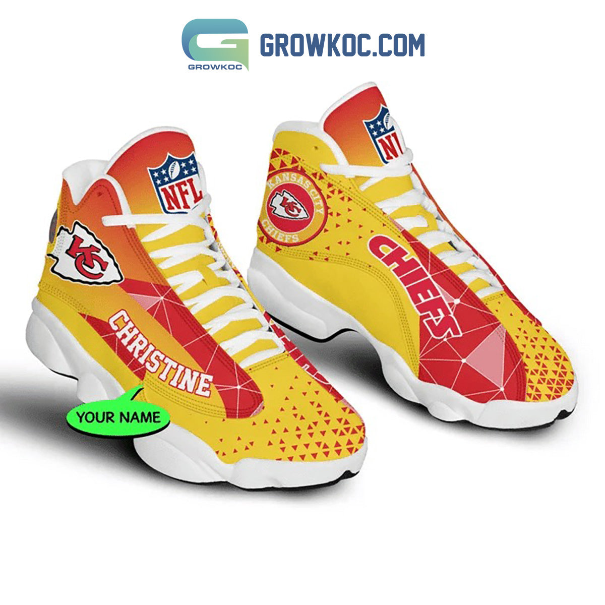 Ideafootwear Kansas City Chiefs AJ13 Sneakers Shoes For Men And Women 3