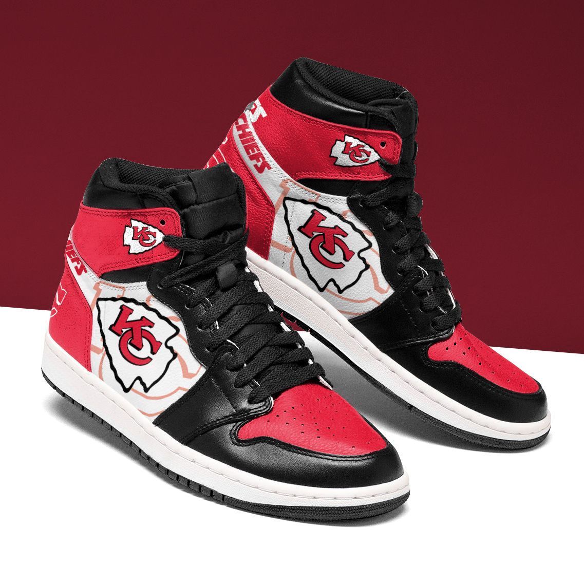 Ideafootwear Kansas City Chiefs NFL AJ1 High Sneakers Shoes For Men And Women 1