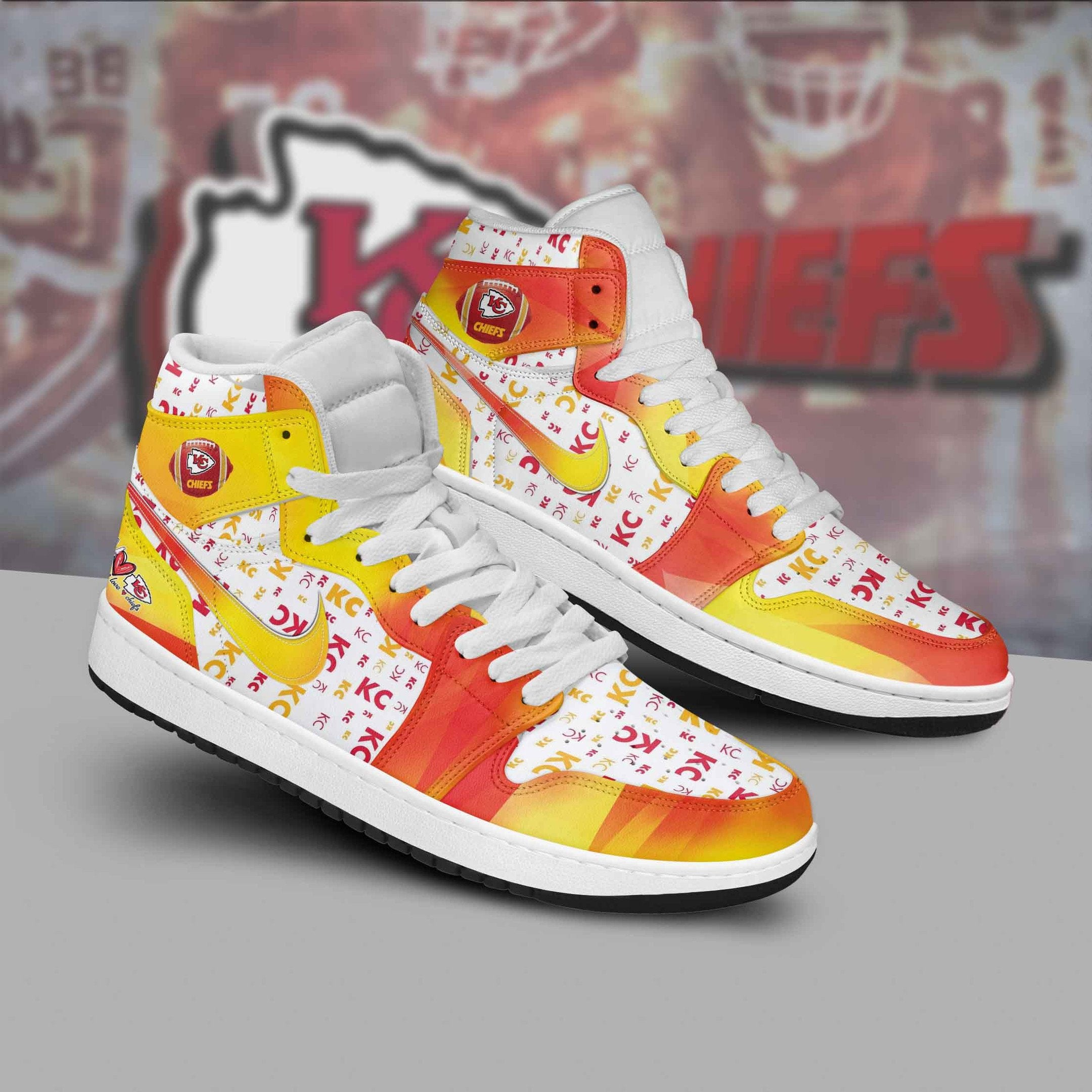 Ideafootwear Kansas City Chiefs AJ1 High Sneakers Shoes For Men And Women 20