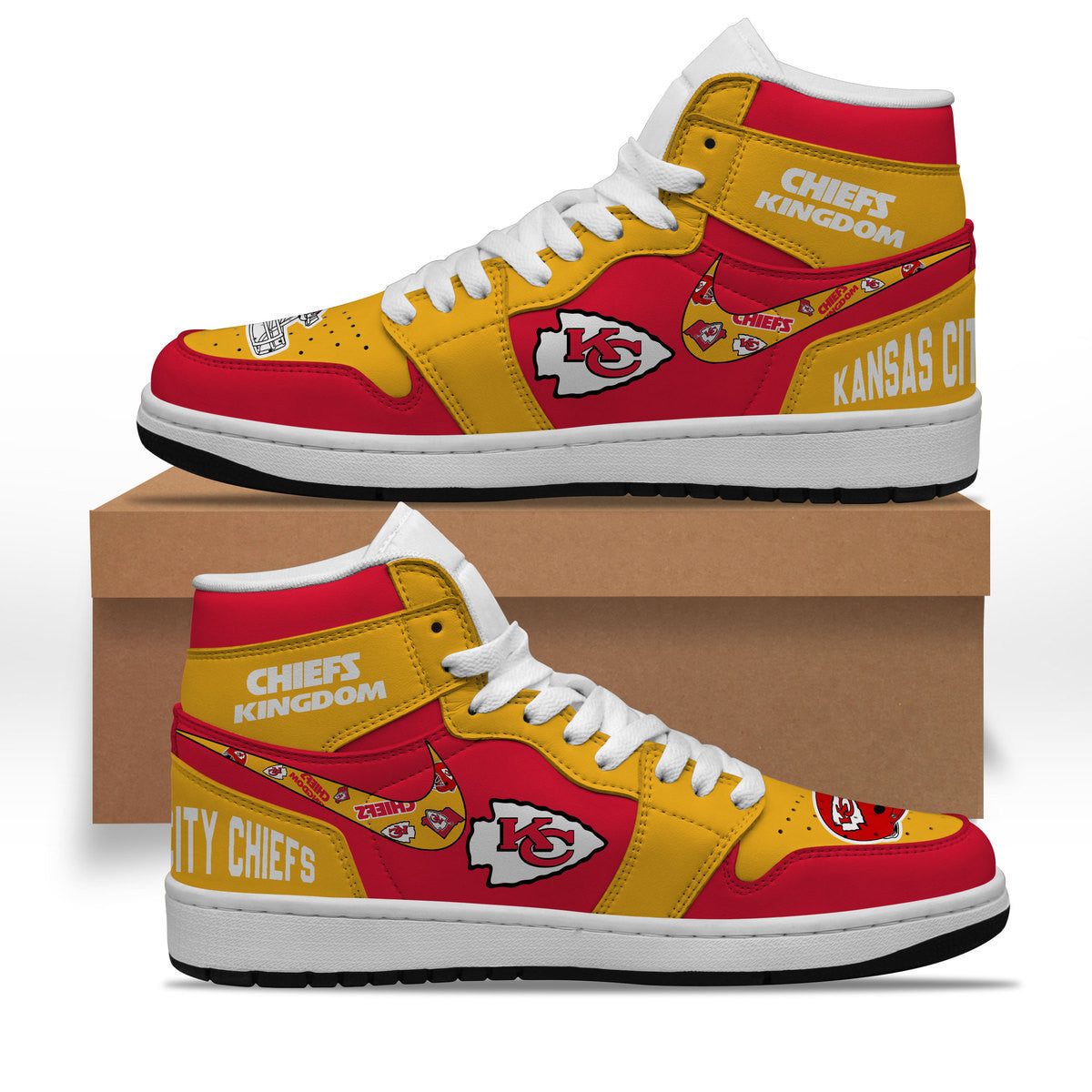 Ideafootwear Kansas City Chiefs AJ1 High Sneakers Shoes For Men And Women 22