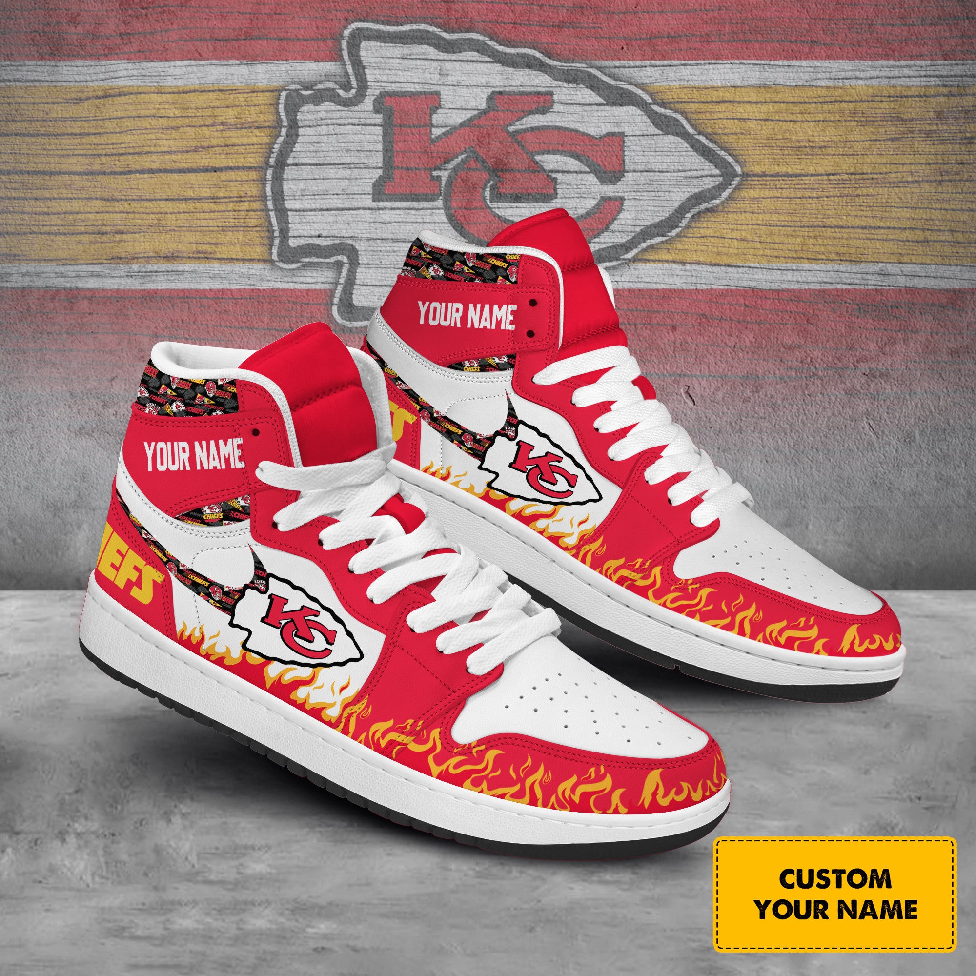 Ideafootwear Kansas City Chiefs AJ1 High Sneakers Shoes For Men And Women 16